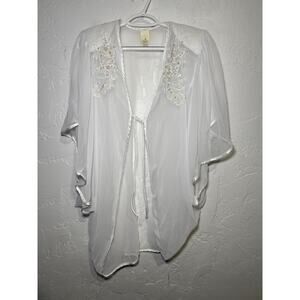 Victorias secret vintage embellished‎ sheer white robe womens small dainty bride